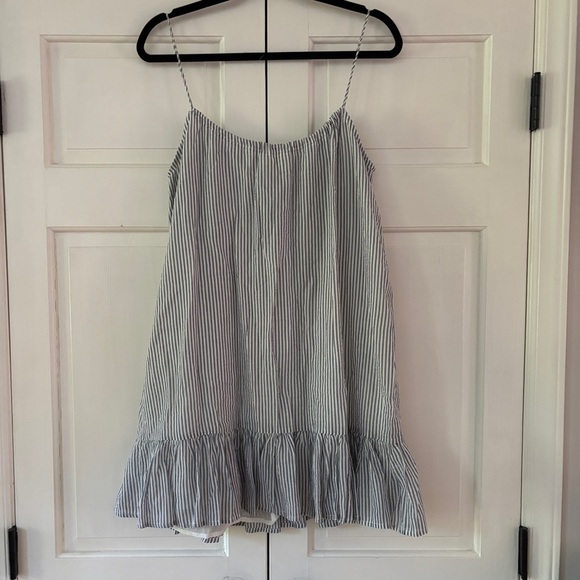 Sezane Naxos Sundress Mini Dress Blue White Striped Tassel Tie Adjustable Size 4 - Picture 9 of 12